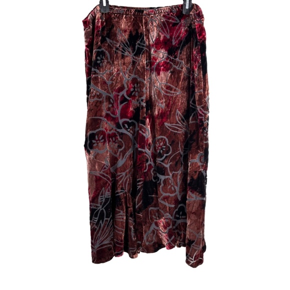 Vintage Chicos Midi Skirt XL Velvet Burnout Silk Blend Whimsigoth Fairy Grunge - Picture 7 of 7